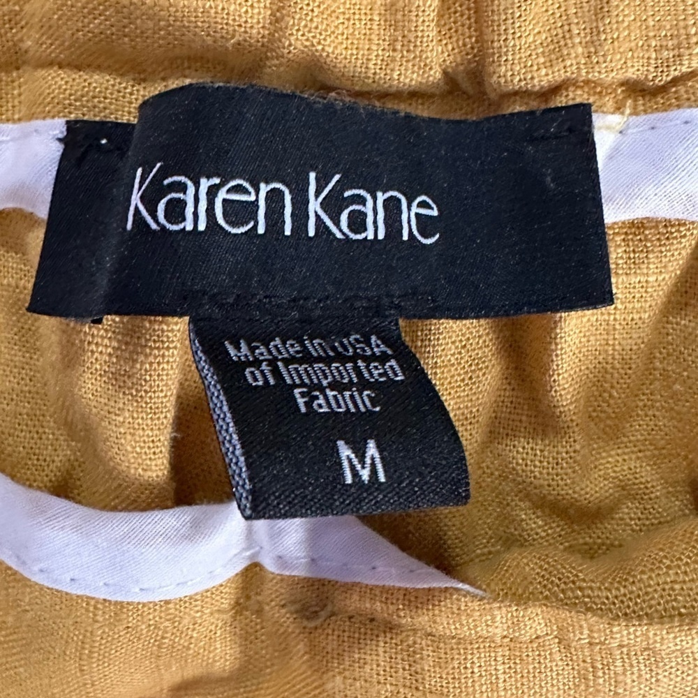 Karen Kane Yellow Linen Blend Wide Leg Pants Medium Coastal Grandma Resort - Picture 4 of 8
